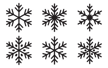 Obraz premium Set of Hand-drawn Black Snowflakes with Intricate Designs, Ideal for Winter, Holiday, and Christmas Themed Illustrations