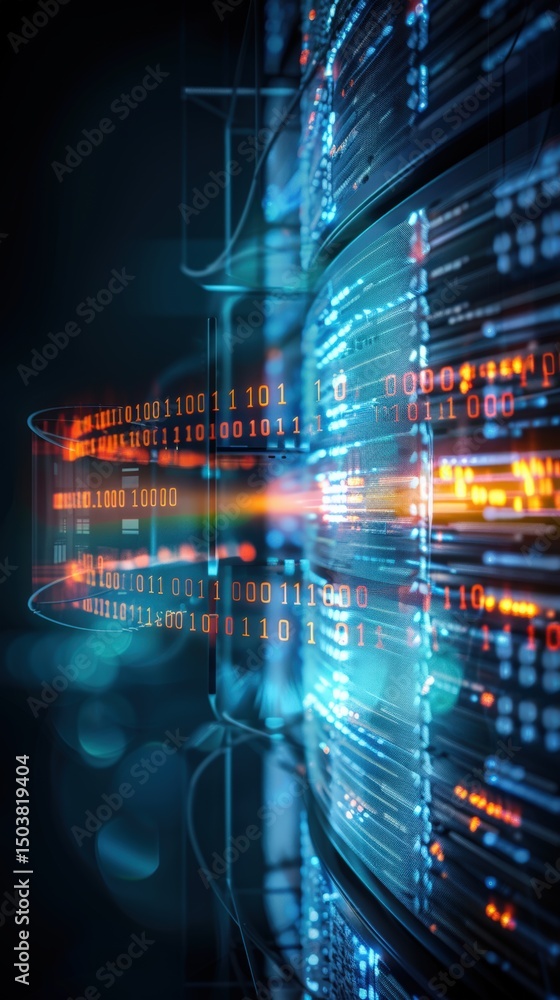Poster dynamic data transmission digital environment abstract visualization technology futuristic concept