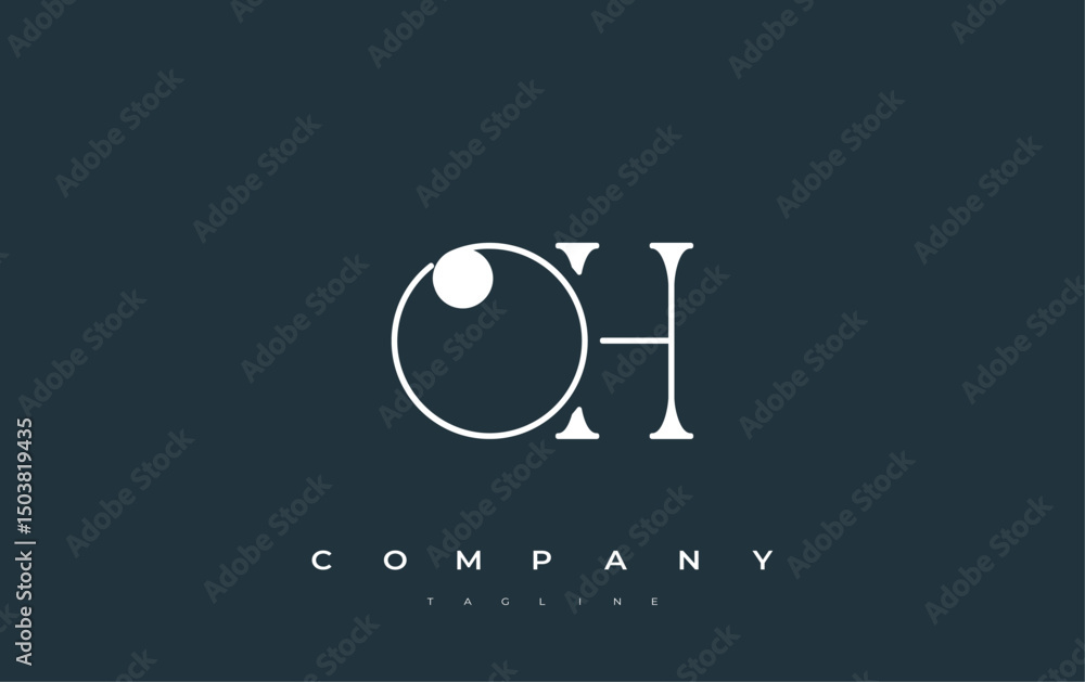 Fototapete oh typography logo design. stylish monogram design depiction featuring the letters o and h combined 