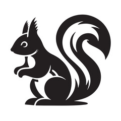  Squirrel silhouette black and white vector icon