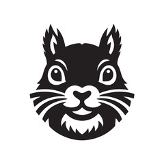 Fototapeta premium Squirrel silhouette black and white vector icon