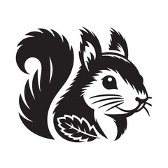  Squirrel silhouette black and white vector icon