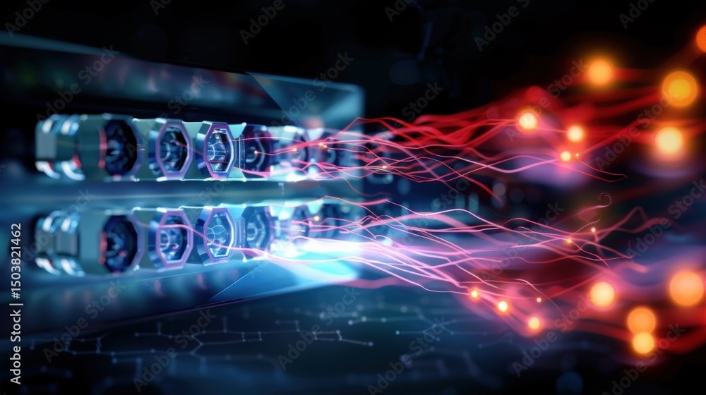 Poster dynamic data transmission digital environment visual representation technology futuristic concept