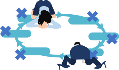 フレームワークを実施するビジネスウーマンのイラスト