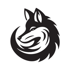 Fototapeta premium Fox silhouette black and white vector icon