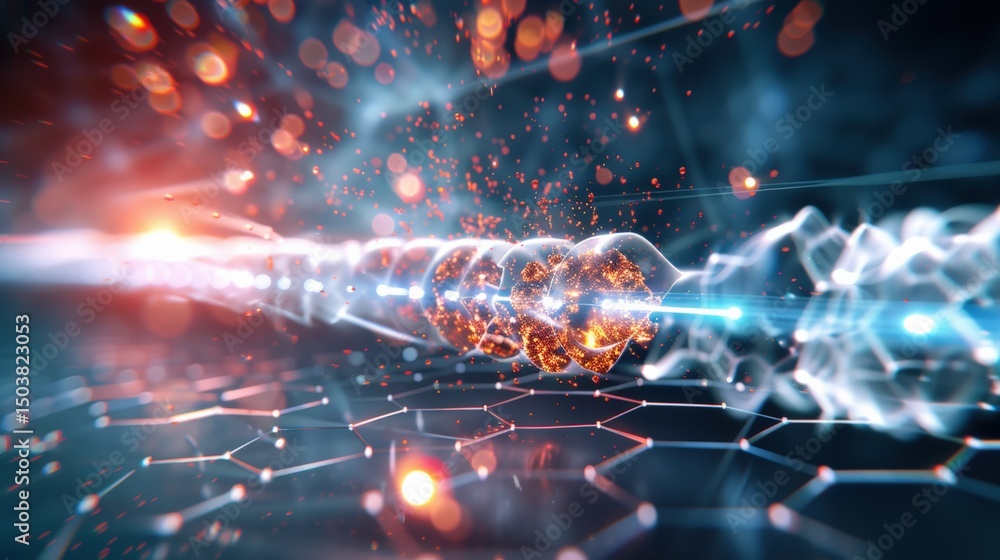Poster dynamic energy flow visualization in a futuristic digital environment abstract science concept engag