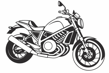 Fototapeta premium Motorcycle Art Bold Black White Vector Illustration of Custom Bike Cruiser Ride Chopper Vehicle Graphic Design