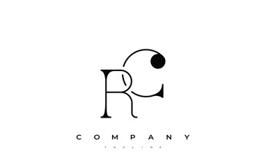 RC Typography Logo Design. Stylish monogram design depiction featuring the letters R and C combined in an artistic signature style, delivering a unique and creative visual representation.