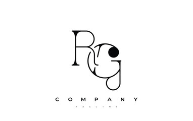RG Typography Logo Design. Stylish monogram design depiction featuring the letters R and G combined in an artistic signature style, delivering a unique and creative visual representation.