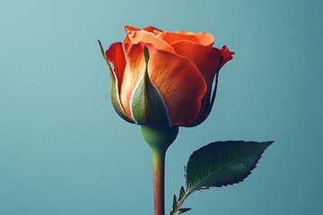Orange Rose Bud Close Up - Realistic Image