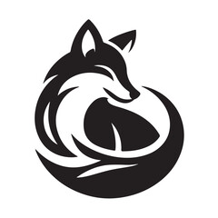 Fox silhouette black and white vector icon