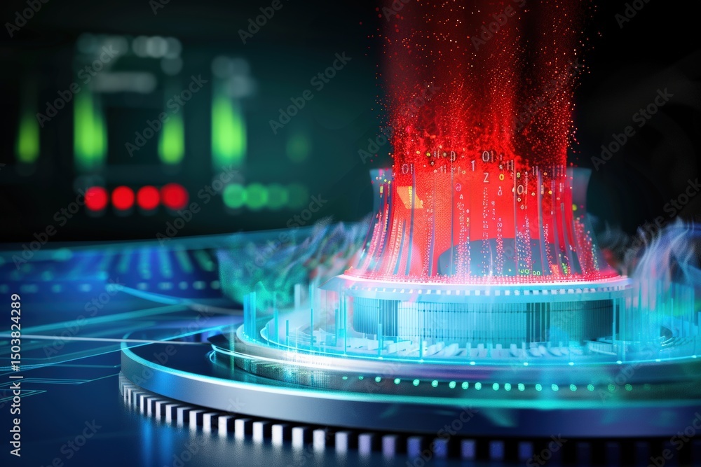 Poster data visualization event digital space abstract concept high-tech environment close-up view futurist