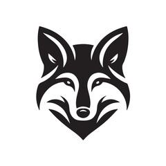 Fox silhouette black and white vector icon
