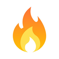 Simple orange flame icon vector illustration isolated on transparent background