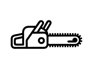 Chainsaw icon line art vector illustration isolated on transparent background
