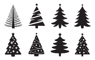 Black and White Christmas Trees with Star Toppers for Holiday Season Decorations
