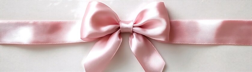 Pink Satin Bow on White Background Illustration