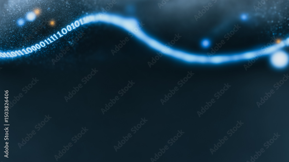 Poster digital data stream: a stunning visual representation of data flow, featuring binary code illuminati