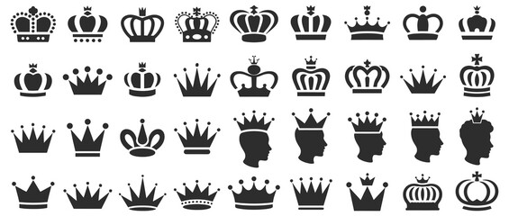 Crown royalty vector silhouettes luxury emblem set


