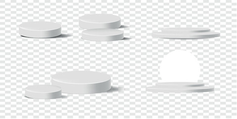 Podium set white color. Vector illustration