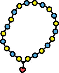 Colorful rosary icon with heart pendant and vibrant beads