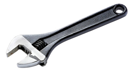 Obraz premium A metal pipe wrench. The wrench is open and sitting on a white background.