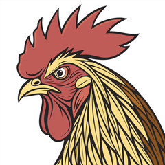 Rooster head vector art on white background. roodter icon logo. Adobe Illustrator Artwork