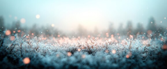 Frozen Field at Sunrise: Soft Light and Bokeh