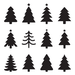 Black and White Christmas Trees with Star Toppers for Holiday Season Decorations
