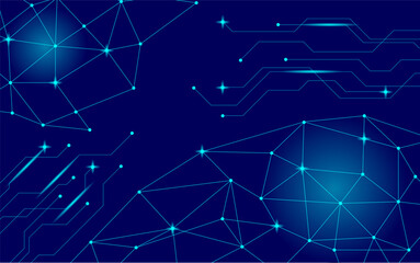 Digital blue backdrop featuring abstract data flow.