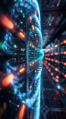 Dynamic data visualization in a digital environment technology 3d animation futuristic abstract conceptual view