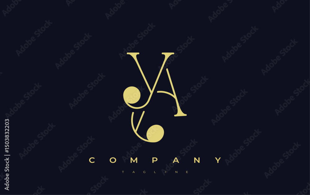 Poster ya typography logo design. stylish monogram design depiction featuring the letters y and a combined 