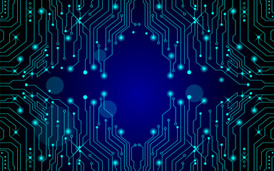 sleek black and blue tech background with glowing circuit lines.