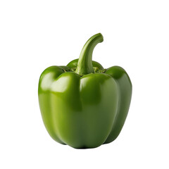 Fresh green pepper displayed on a clean white background for culinary inspiration, Green pepper full depth of field on white background