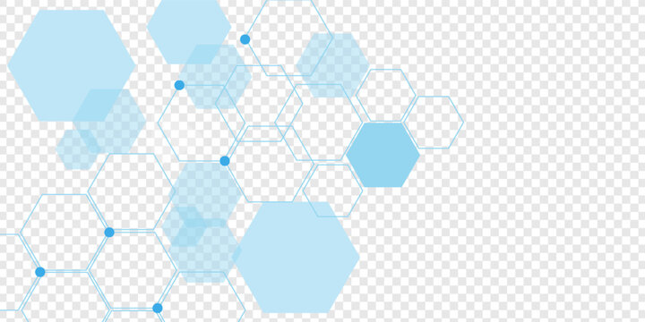 Geometric abstract background with blue hexagons. Computer network concept. Medical, technology or science design