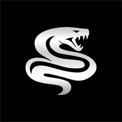Metallic Silver Snake Logo