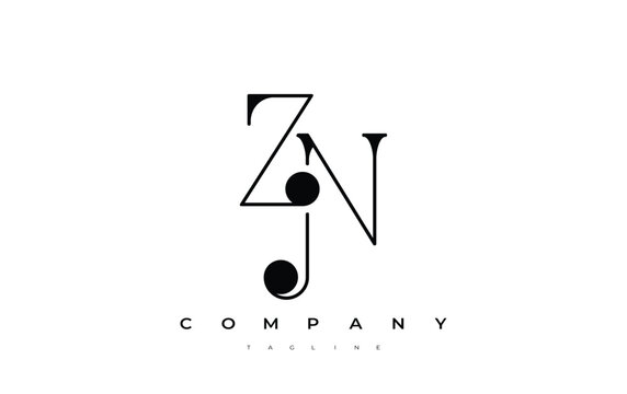 ZN Typography Logo Design. Stylish monogram design depiction featuring the letters Z and N combined in an artistic signature style, delivering a unique and creative visual representation.