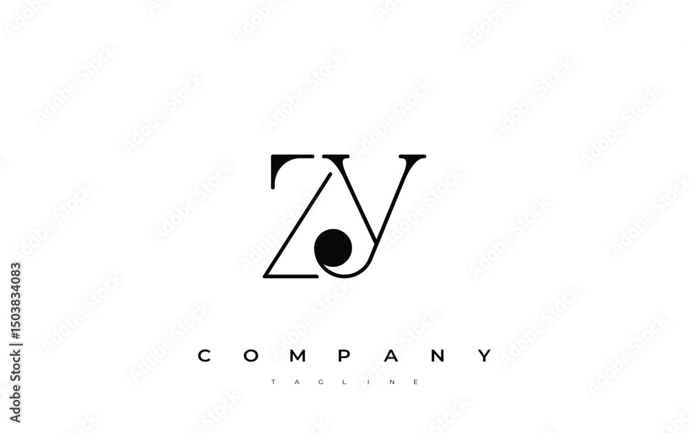 Poster zy typography logo design. stylish monogram design depiction featuring the letters z and y combined 