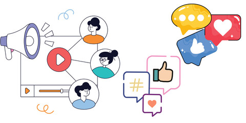 Trendy Content Creator Illustration Pack