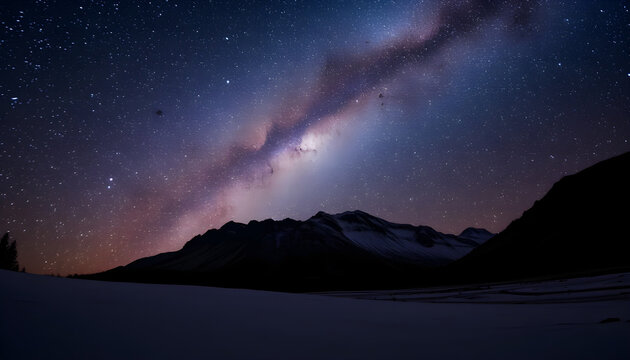 Night sky milky way stars over mountain range wallpaper background image for desktop and mobile phone 4k