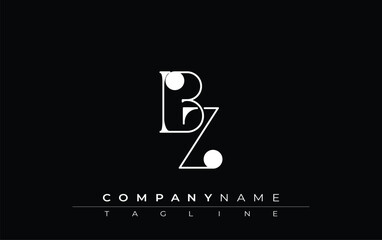 BZ Typography Logo Design. Stylish monogram design depiction featuring the letters B and Z combined in an artistic signature style, delivering a unique and creative visual representation.