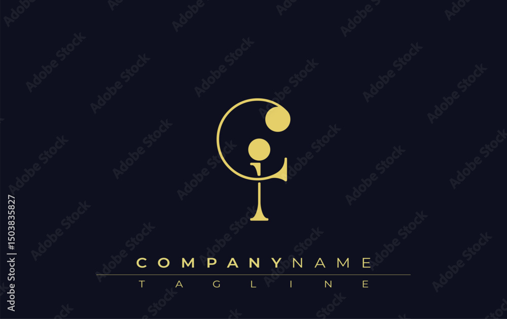 Fototapete ci typography logo design. stylish monogram design depiction featuring the letters c and i combined 