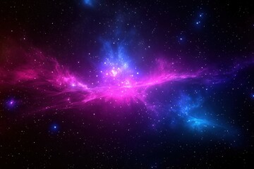 Pink and Blue Nebula in Dark Space with Scattered Stars