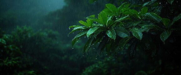 Rainy Day in Lush Green Forest: Dark Moody Atmosphere Soft Focus