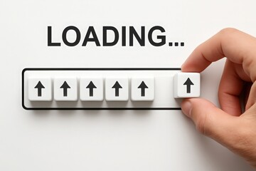Loading Progress Bar with Upward Arrows Symbolizing Advancement and Digital Transformation