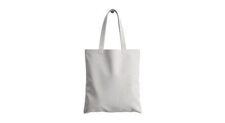 White Fabric Tote Bag Hangs Against Transparent Background in Studio Lighting Shot