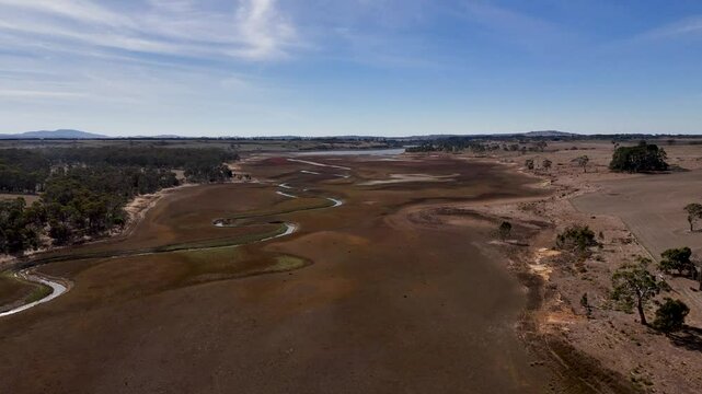 Malmsbury Reservoir Central Victoria Dry Drought Aerial View