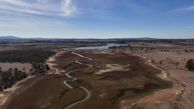 Malmsbury Reservoir Central Victoria Dry Drought Aerial View