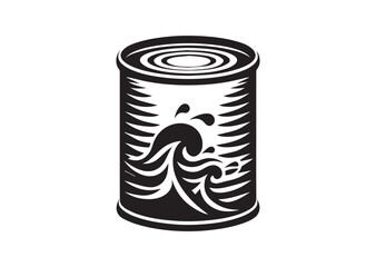 Lid of a Tin Can Silhouette of Black Vector, Can Icon