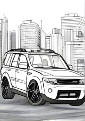 black and white car